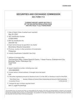 Securities and Exchange Commission Sec Form 17-C