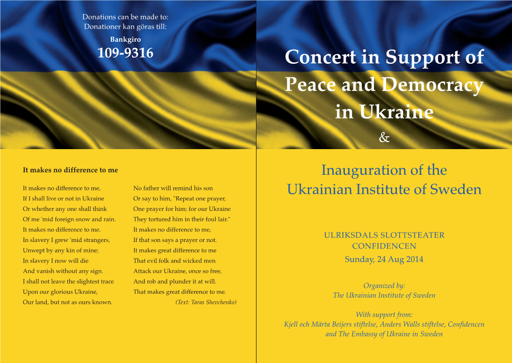 Concert in Support of Peace and Democracy in Ukraine &