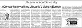 1,000-Year History Affirms Lithuania's Place in Europe