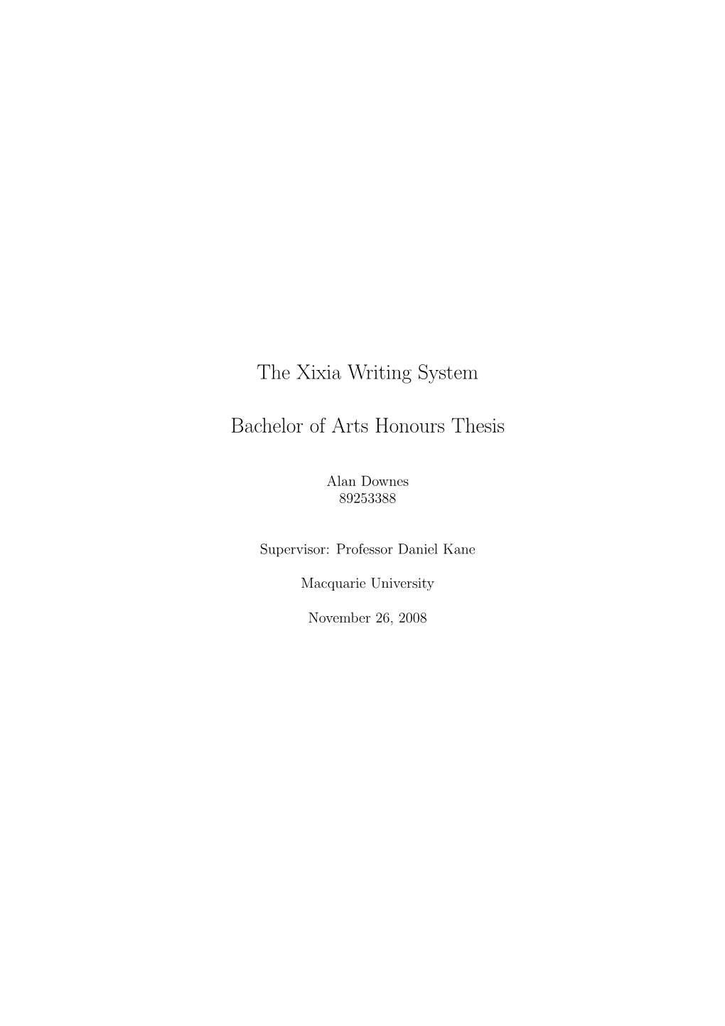 Honours Thesis