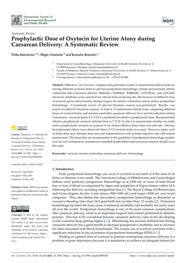 Prophylactic Dose of Oxytocin for Uterine Atony During Caesarean Delivery: a Systematic Review