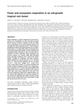 Foliar and Ecosystem Respiration in an Old-Growth Tropical Rain Forest