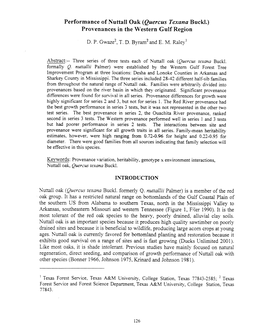 Performance of Nuttall Oak (Quercus Taana Buckl.) Provenances in the Western Gulf Region