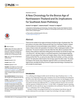 A New Chronology for the Bronze Age of Northeastern Thailand and Its Implications for Southeast Asian Prehistory