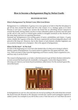 How to Become a Backgammon Hog by Stefan Gueth