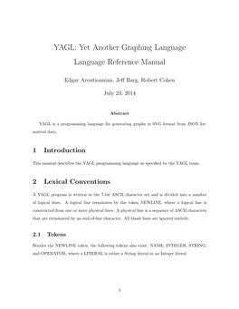 YAGL: Yet Another Graphing Language Language Reference Manual