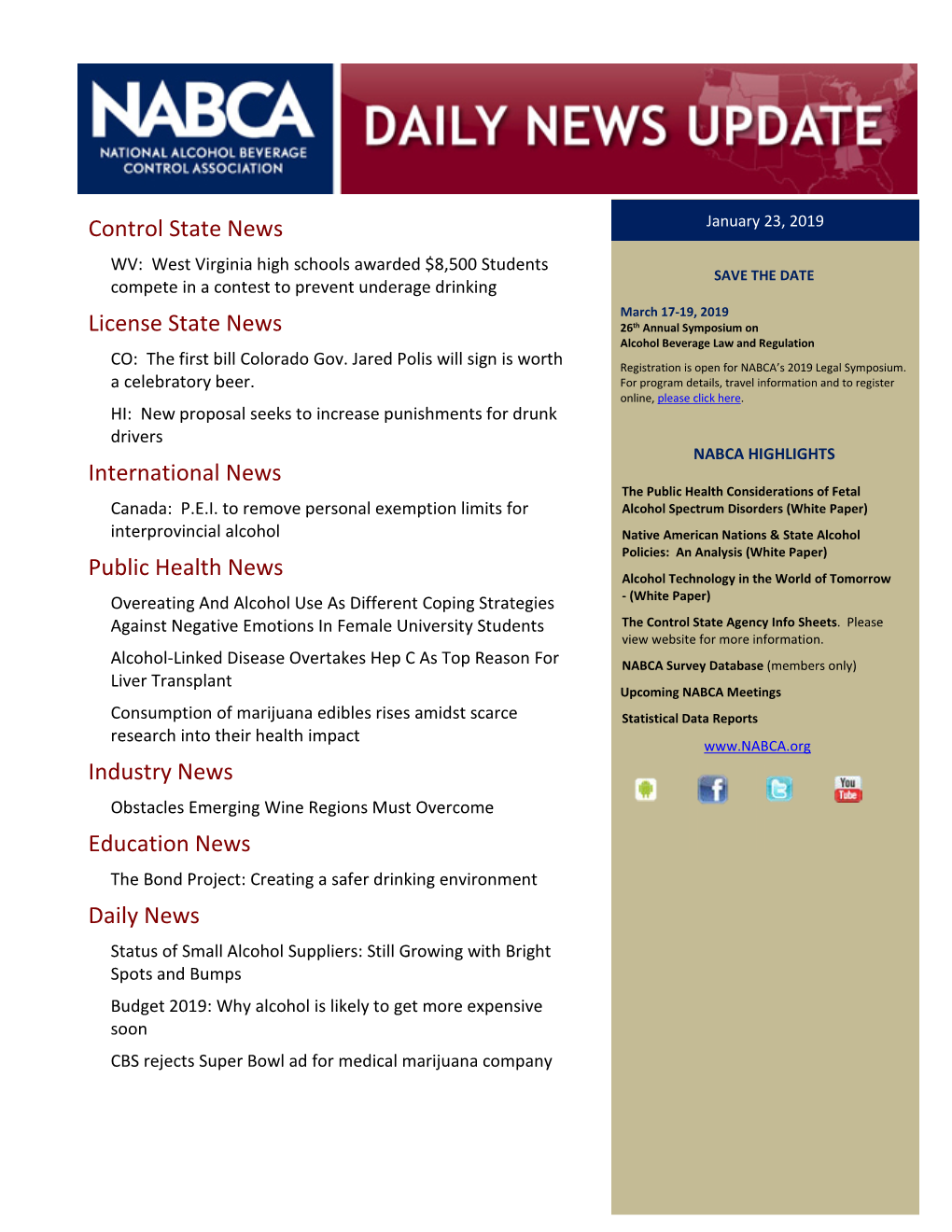 NABCA Daily News Update (1/23/2019) 2