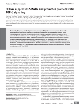 CCT6A Suppresses SMAD2 and Promotes Prometastatic TGF-Β Signaling