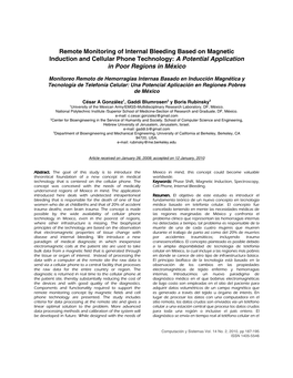 Remote Monitoring of Internal Bleeding Based on Magnetic Induction and Cellular Phone Technology: a Potential Application in Poor Regions in México