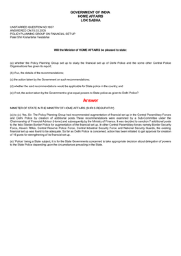 ANSWERED ON:15.03.2005 POLICY PLANNING GROUP on FINANCIAL SET up Patel Shri Kishanbhai Vestabhai