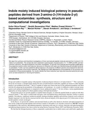 Peptides Derived from 2-Amino-2-(1H-Indole-2-Yl) Based Acetamides: Synthesis, Structure and Computational Investigations
