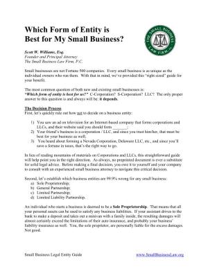 Which Form of Entity Is Best for My Small Business?