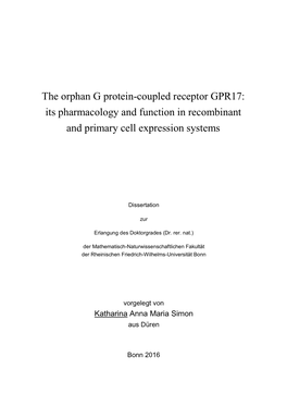The Orphan G Protein-Coupled Receptor GPR17: Its Pharmacology