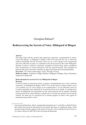 Georgina Rabassó* Rediscovering the Secrets of Voice: Hildegard Of