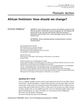 African Feminism: How Should We Change?