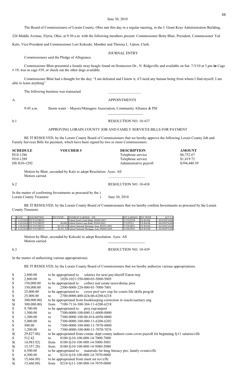 The Board of Commissioners of Lorain County, Ohio Met This Day in a Regular Meeting, In s31