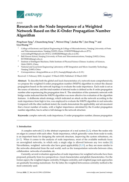 Research on the Node Importance of a Weighted Network Based on the K-Order Propagation Number Algorithm