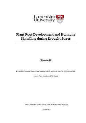Plant Root Development and Hormone Signalling During Drought Stress
