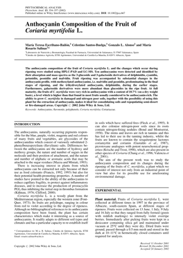 Anthocyanin Composition of the Fruit of Coriaria Myrtifolia L