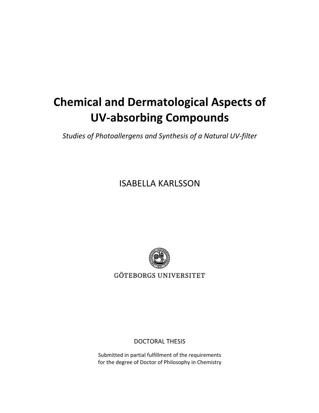 Chemical and Dermatological Aspects of UV-Absorbing Compounds