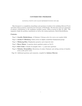 CONTRIBUTED PROBLEMS This Document Is a Compilation Of