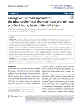 Aspergillus Awamori Ameliorates the Physicochemical Characteristics