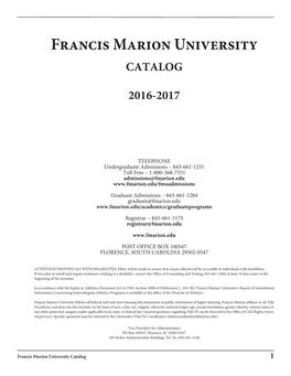 Francis Marion University CATALOG