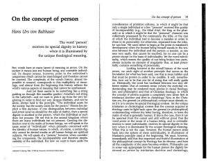 Hans Urs Von Balthasar. on the Concept of Person. Communio 13