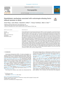 Hypothalamic Mechanisms Associated with Corticotropin-Releasing Factor- Induced Anorexia in Chicks T ⁎ Jinxin Wanga, Justin Matiasa, Elizabeth R