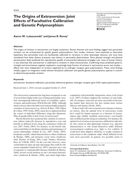 The Origins of Extraversion: Joint Effects of Facultative Calibration