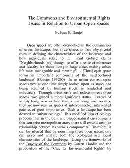 The Commons and Environmental Rights Issues in Relation to Urban Open Spaces