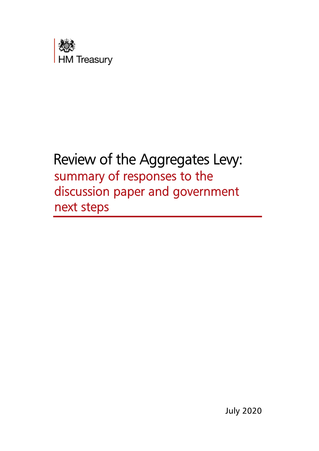 Review of the Aggregates Levy: Summary of Responses to the Discussion Paper and Government Next Steps
