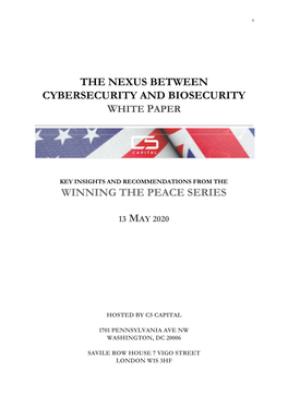 The Nexus Between Cybersecurity and Biosecurity Winning the Peace Series