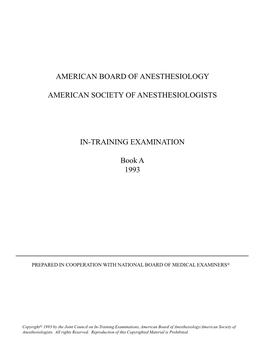 American Board of Anesthesiology American