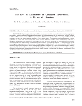 The Role of Antioxidants in Cerebellar Development. a Review of Literature
