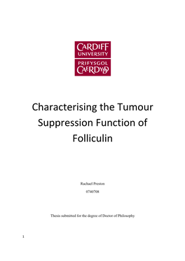 Characterising the Tumour Suppression Function of Folliculin
