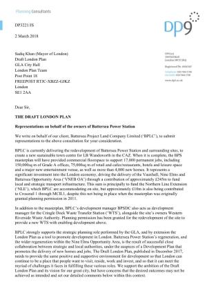 DP3221/JS 2 March 2018 Dear Sir, the DRAFT LONDON PLAN Representations on Behalf of the Owners of Battersea Power Station We