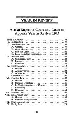 Alaska Supreme Court and Court of Appeals Year in Review 1995