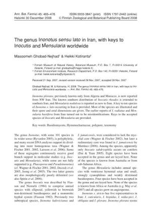 The Genus Inonotus Sensu Lato in Iran, with Keys to Inocutis and Mensularia Worldwide