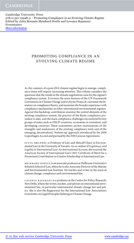Promoting Compliance in an Evolving Climate Regime Edited by Jutta Brunnée Meinhard Doelle and Lavanya Rajamani Frontmatter More Information