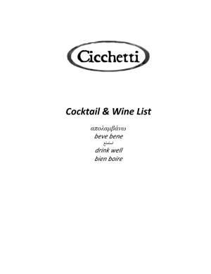 Cocktail & Wine List