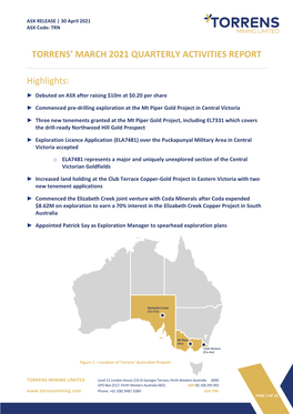 March 2021 Quarterly Activities Report