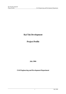 Kai Tak Development Project Profile Civil Engineering and Development Department