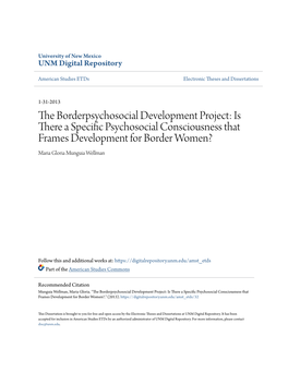 Is There a Specific Psychosocial Consciousness That Frames Development for Border Women? - Seeks Further Understanding of the Notion of La Cultura Cura Because While