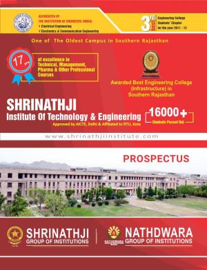 Prospectus Welcome to Shrinathji Group of Institutions & Nathdwara Group of Institutions Index