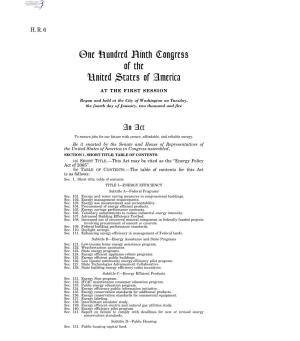 One Hundred Ninth Congress of the United States of America