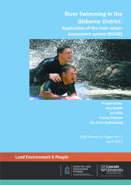 River Swimming in the Gisborne District: Application of the River Values Assessment System (Rivas)