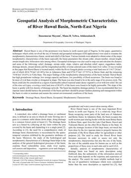 Drainage Basin, Hawul Basin, Geospatial, Morphometric Characteristics