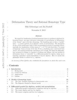 7 Nov 2012 Deformation Theory and Rational Homotopy Type