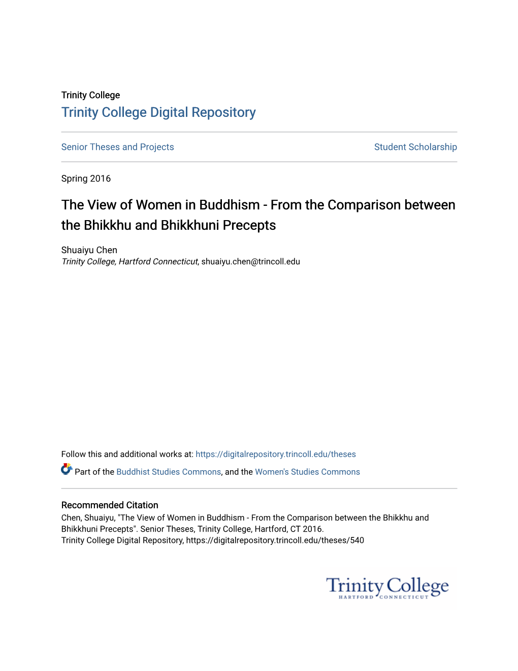 The View of Women in Buddhism - from the Comparison Between the Bhikkhu and Bhikkhuni Precepts